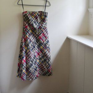 Preppy Madras Plaid Strapless Dress w/ Belt American Eagle Size 4 Classic!